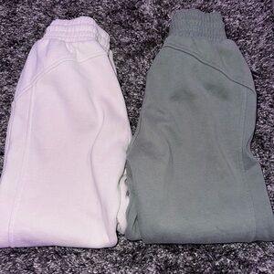 off white and green sweat pants